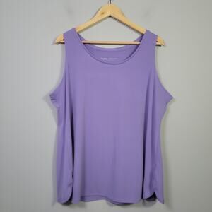 Susan Graver 1X Modern Essentials Sleeveless Liquid Knit Tank Top Lilac Purple